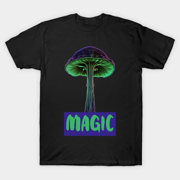 Magic Mushrooms, hallucinogenic mushrooms, microdose mushrooms, psilocybin mushroom T-Shirt by One Eyed Cat Design